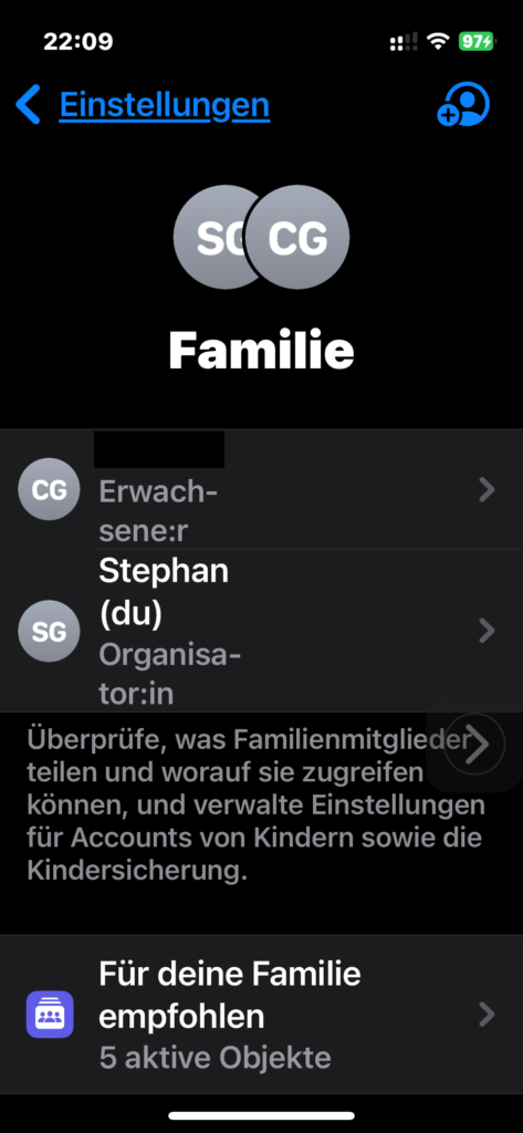 iPhone Familieneinstellungen