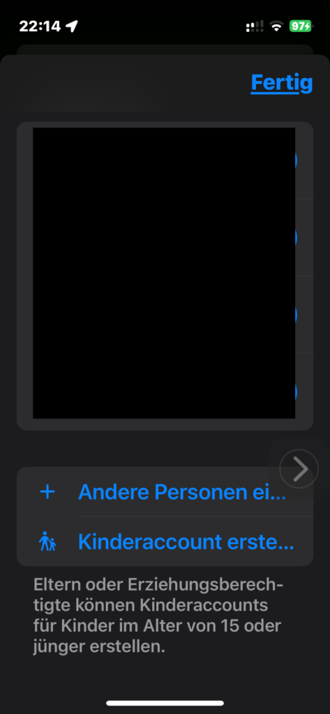 iPhone Familienmitglied hinzufügen
