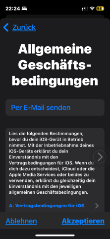 iPhone Bild der Allgemeinen Geschäftsbedingungen von Apple