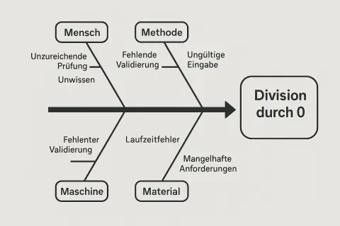 Ishikawa oder auch Fischgräten Diagramm. Der Fehler wäre der Fischkopf und die Gräten die möglichen Fehlerursachen